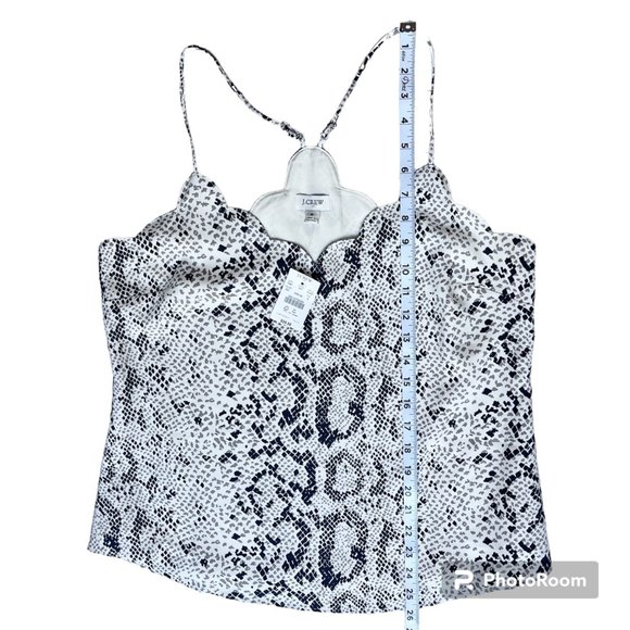 NWT J Crew Factory Scalloped Lined Cami Top Adjustable Straps Snake Print Size 8 - Picture 4 of 8